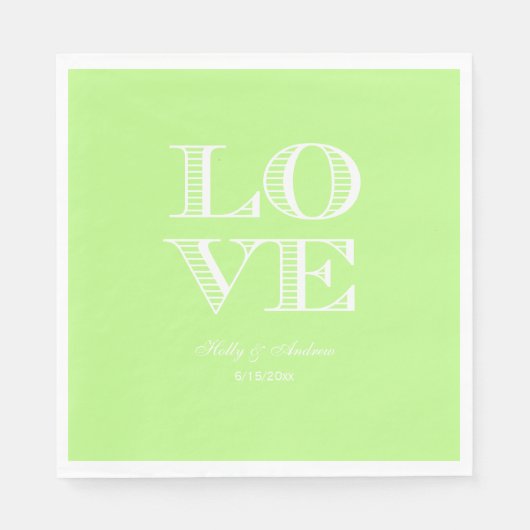 Serviette En Papier Serviettes LOVE Vert Pistache, Blanc (Devant)