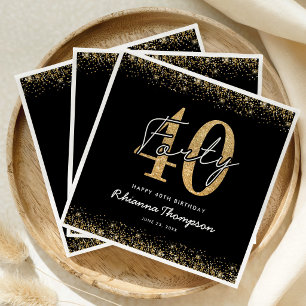 Serviette En Papier Serviettes Luxe Noir Or 40e Anniversaire