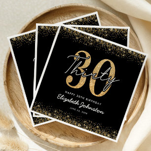 Serviette En Papier Serviettes Luxeuses Noir & Or pour les 30 ans