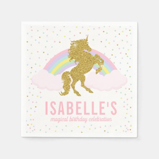 Serviette En Papier Serviettes Magique Arc-en-ciel et Unicorne (Devant)