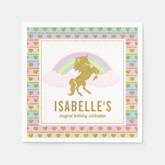 Serviette En Papier Serviettes Magique Arc-en-ciel et Unicorne (Devant)