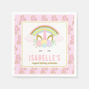 Serviette En Papier Serviettes magiques d'arc-en-ciel et de licorne