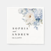 Serviette En Papier Serviettes Mariage bleu et blanc (Devant)