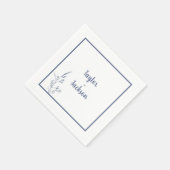 Serviette En Papier Serviettes Mariage bleu minimal (Coin)