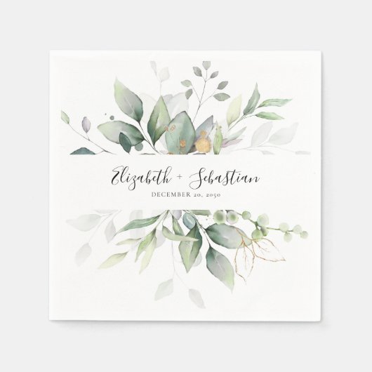 Serviette En Papier Serviettes Mariage de feuilles d'Eucalyptus (Devant)