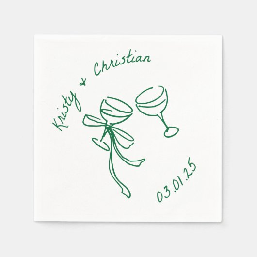 Serviette En Papier Serviettes Mariage de pain au champagne sur mesure (Devant)