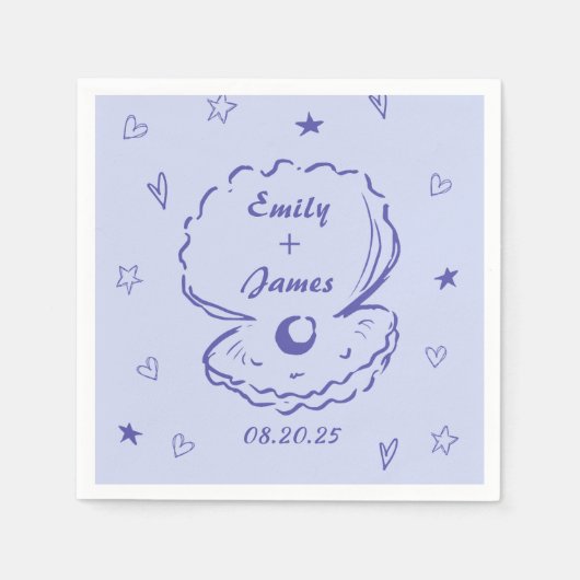 Serviette En Papier Serviettes Mariage de plage Shell (Devant)