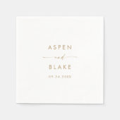 Serviette En Papier Serviettes Mariage de script d'or moderne (Devant)