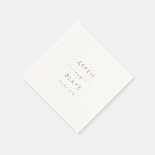 Serviette En Papier Serviettes Mariage de script d'or moderne (Coin)