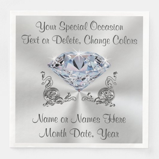 Serviette En Papier Serviettes Mariage Diamant, Anniversaire ou Annive (Devant)