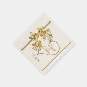 Serviette En Papier Serviettes Mariage doré personnalisées (Coin)