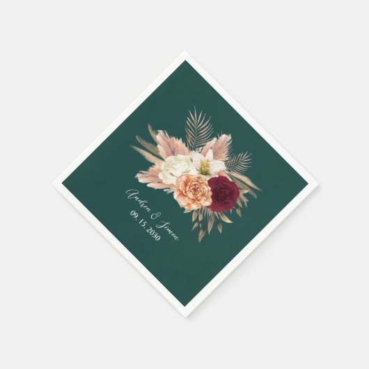 Serviette En Papier Serviettes Mariage Emerald Floral (Coin)