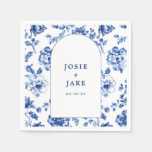 Serviettes mariage en arche bleu et blanc