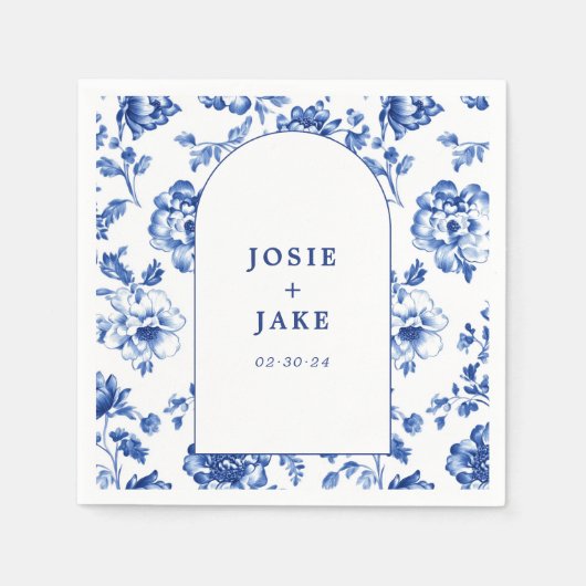 Serviette En Papier Serviettes mariage en arche bleu et blanc (Devant)