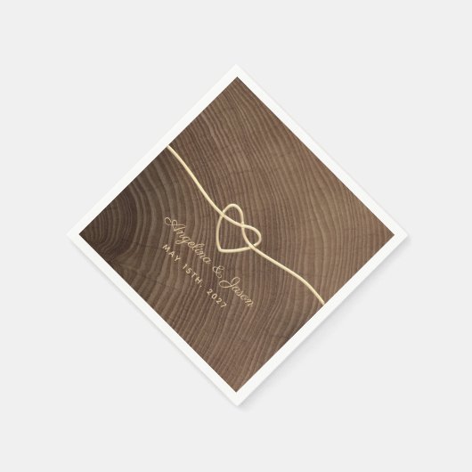 Serviette En Papier Serviettes Mariage en bois rustique (Coin)