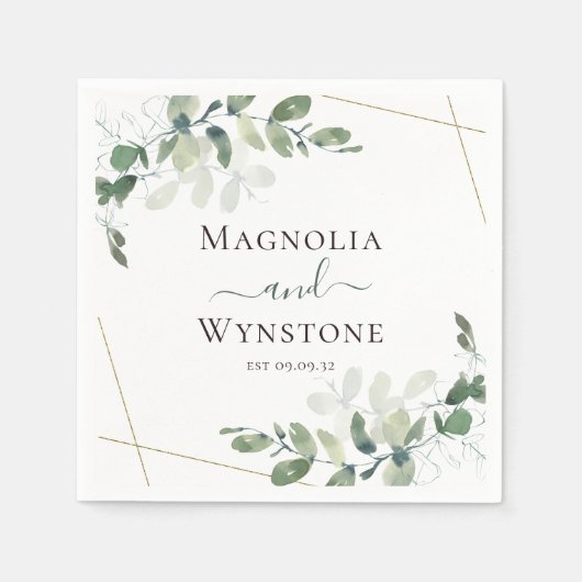 Serviette En Papier Serviettes Mariage Eucalyptus (Devant)