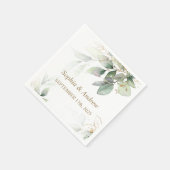 Serviette En Papier Serviettes Mariage Eucalyptus Verdure & Or (Coin)