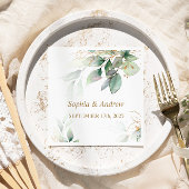 Serviette En Papier Serviettes Mariage Eucalyptus Verdure & Or