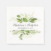 Serviette En Papier Serviettes Mariage Feuille Verte, Verdure Rustique (Devant)