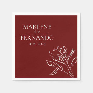 Serviette En Papier Serviettes Mariage Floral Minimaliste