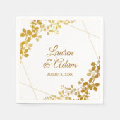 Serviette En Papier Serviettes Mariage Gold Foil Bébé ou Vins (Devant)