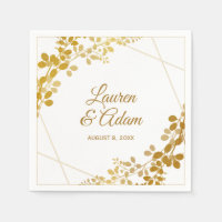 Serviettes Mariage Gold Foil Bébé ou Vins
