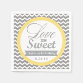 Serviette En Papier Serviettes Mariage Jaune et Gris Chevron (Devant)