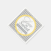Serviette En Papier Serviettes Mariage Jaune et Gris Chevron (Coin)