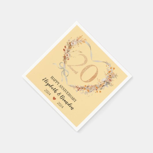 Serviette En Papier Serviettes Mariage moderne Joyeux 20e anniversaire (Coin)