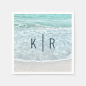 Serviette En Papier Serviettes Mariage Monogramme bleu turquoise (Devant)