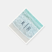 Serviette En Papier Serviettes Mariage Monogramme bleu turquoise (Coin)