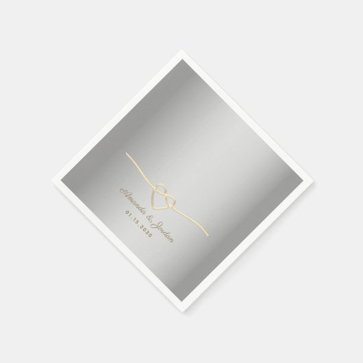 Serviette En Papier Serviettes Mariage Monogramme Or Argent (Coin)