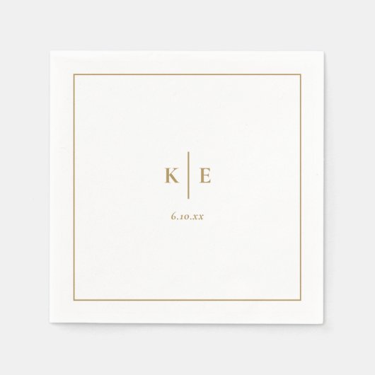 Serviette En Papier Serviettes Mariage Monogramme Or Classique (Devant)