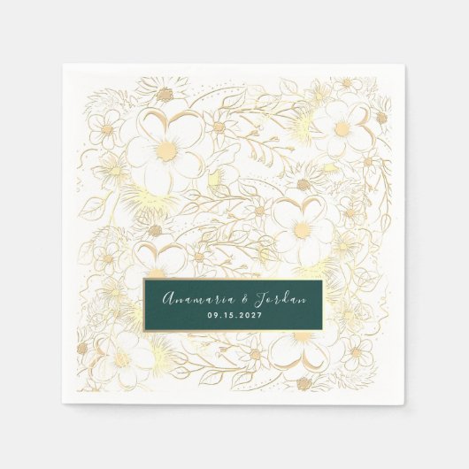 Serviette En Papier Serviettes Mariage Or Personnalisées (Devant)