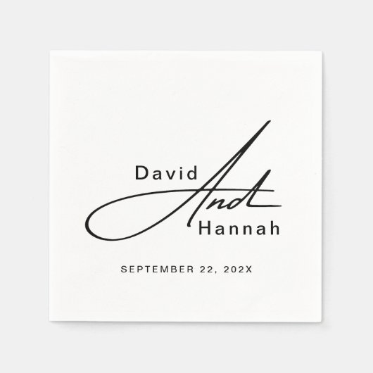 Serviette En Papier Serviettes Mariage personnalisées avec nom (Devant)