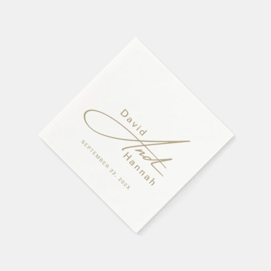 Serviette En Papier Serviettes Mariage personnalisées avec nom Or (Coin)