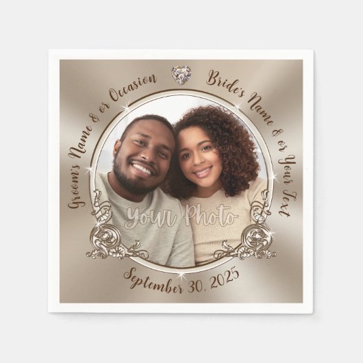 Serviette En Papier Serviettes Mariage personnalisées, avec PHOTO ou S (Devant)