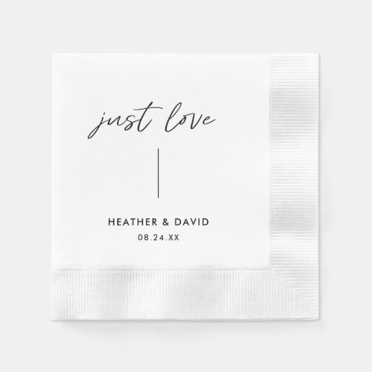Serviette En Papier Serviettes Mariage personnalisées Just Love Elopem (Devant)