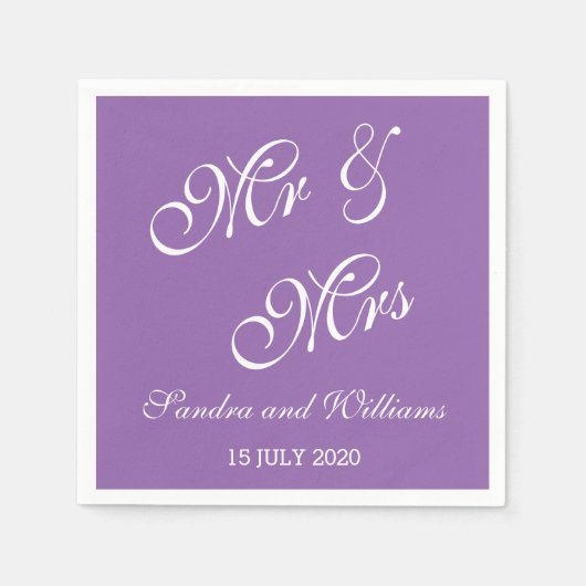 Serviette En Papier Serviettes Mariage personnalisées | M. Et Mme. (Devant)