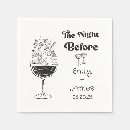 Serviette En Papier Serviettes Mariage Quirky Tirées À La Main (Devant)