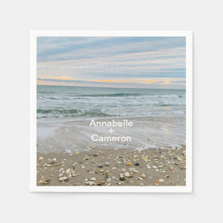 Serviette En Papier Serviettes Mariage Shell Blue Beach Sunrise