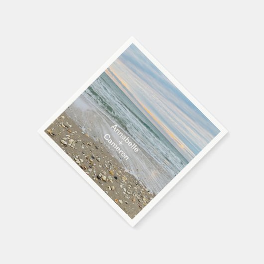 Serviette En Papier Serviettes Mariage Shell Blue Beach Sunrise (Coin)