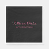 Serviette En Papier Serviettes Mariage simples en noir personnalisé (Devant)