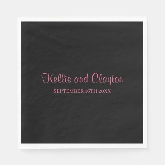 Serviette En Papier Serviettes Mariage simples en noir personnalisé (Devant)