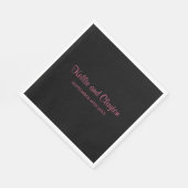 Serviette En Papier Serviettes Mariage simples en noir personnalisé (Coin)