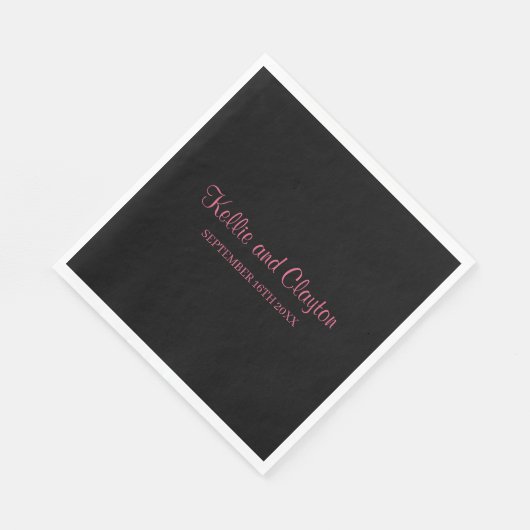 Serviette En Papier Serviettes Mariage simples en noir personnalisé (Coin)