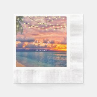 Serviette En Papier Serviettes Mariage Sunset Beach