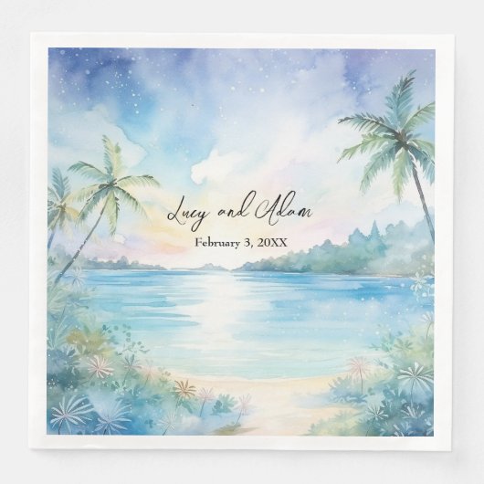 Serviette En Papier Serviettes Mariage Tropical Bliss (Devant)