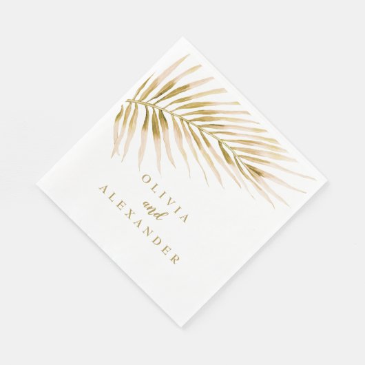 Serviette En Papier Serviettes mariage Tropical Gold Palm (Coin)