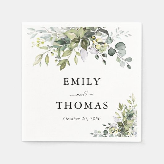 Serviette En Papier Serviettes Mariage verdoyantes (Devant)